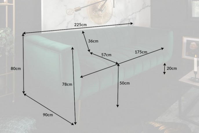 Noblesse sofa 225cm emerald green