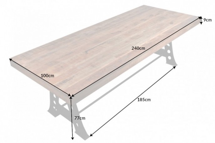 Dining table Industrial 240cm Mango 90mm natural