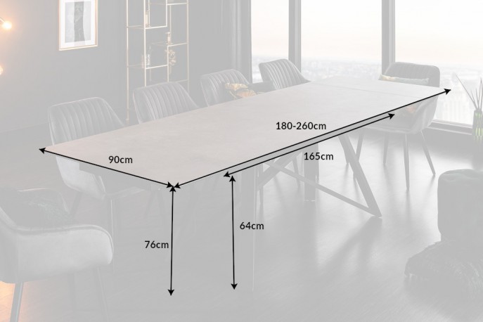ALTAS - Matbord 180-220-260cm keramisk med betongutseende