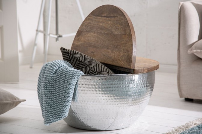 Coffee table Orient Storage 60cm mango silver 2