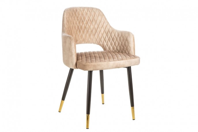 MONTMARTRE - Stol med sammetstyg grå-beige rosa