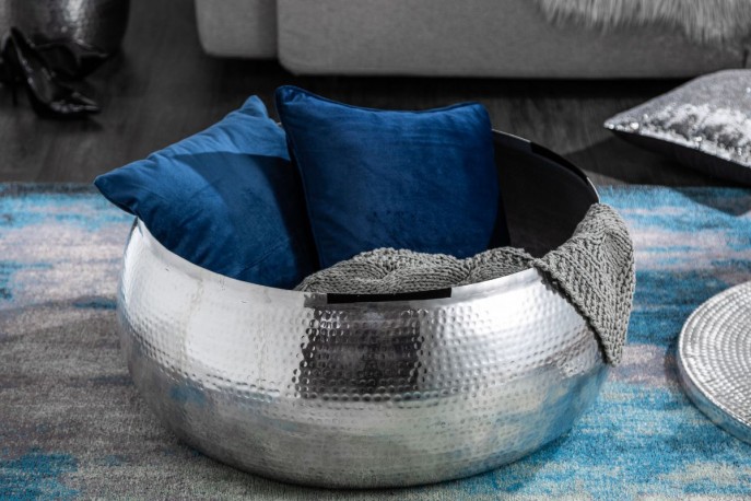 Coffee table Orient Storage 70cm aluminum silver