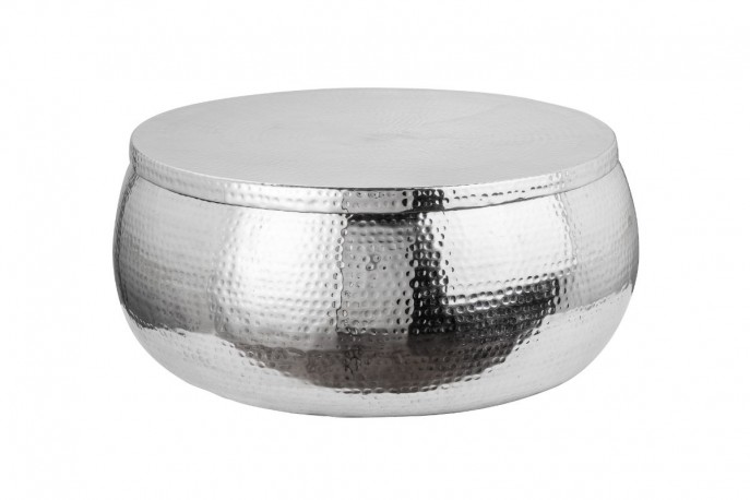Coffee table Orient Storage 70cm aluminum silver