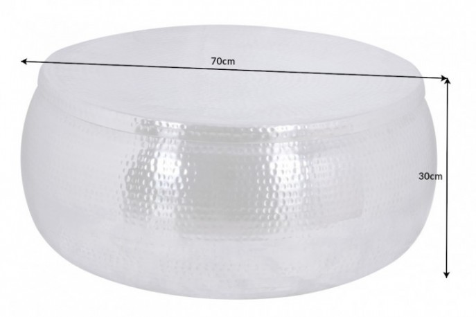 Coffee table Orient Storage 70cm aluminum silver