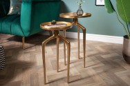 Side table Abstract set of 2 aluminum gold