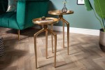 Side table Abstract set of 2 aluminum gold