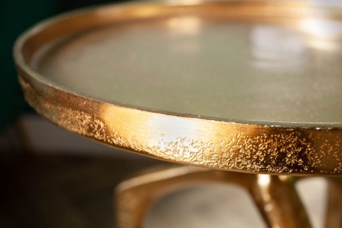 Side table Abstract set of 2 aluminum gold