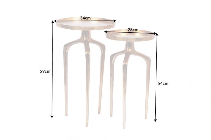 Side table Abstract set of 2 aluminum gold