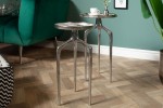 Side table Abstract set of 2 aluminum silver