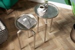 Side table Abstract set of 2 aluminum silver