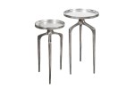 Side table Abstract set of 2 aluminum silver