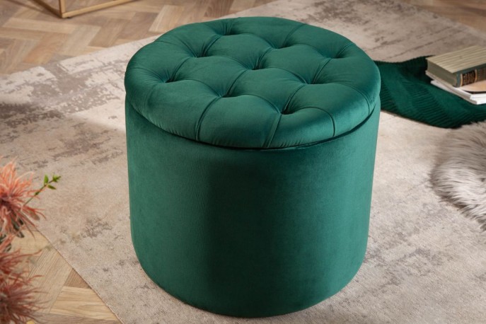 DYWA - 50cm puff i smaragdgrön sammet