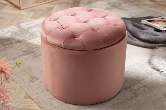 DYWA - 50cm pall/puff i gammelrosa sammet