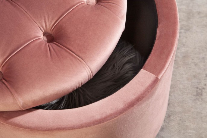 DYWA - 50cm pall/puff i gammelrosa sammet