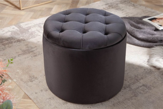 DYWA - 50 cm sittpuff förvaring i svart sammet