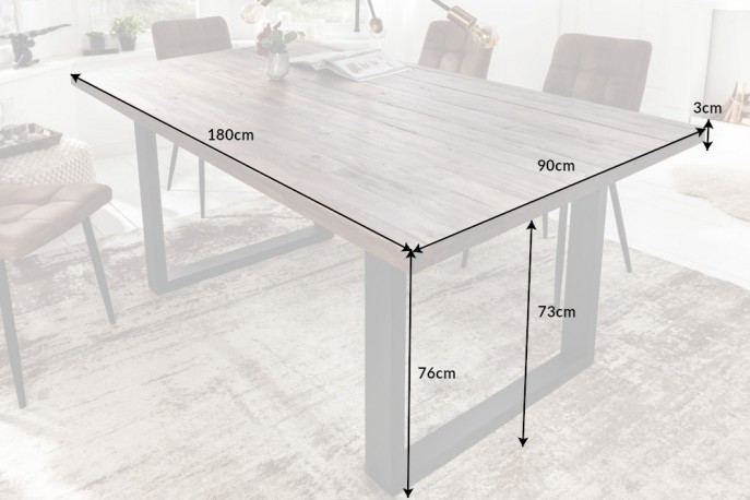 Dining table Wotan II 180cm acacia teak gray
