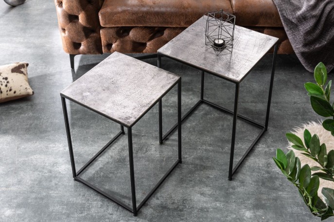 Elements coffee table set of 2 silver black