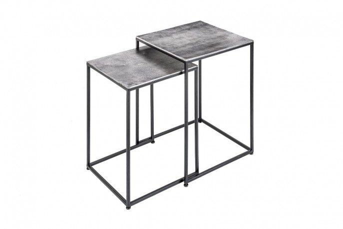 Elements coffee table set of 2 silver black
