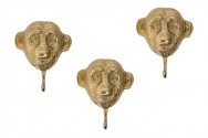 Coat hooks Three Apes set of 3 gold