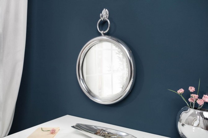 Mirror portrait 30cm round silver