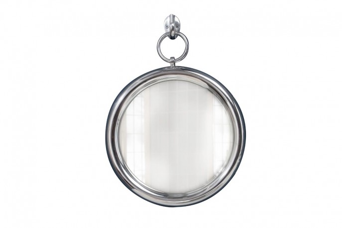 Mirror portrait 30cm round silver