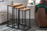 Side table Industrial set of 3 Mango