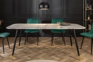 Dining table Paris 180cm glass marble look white