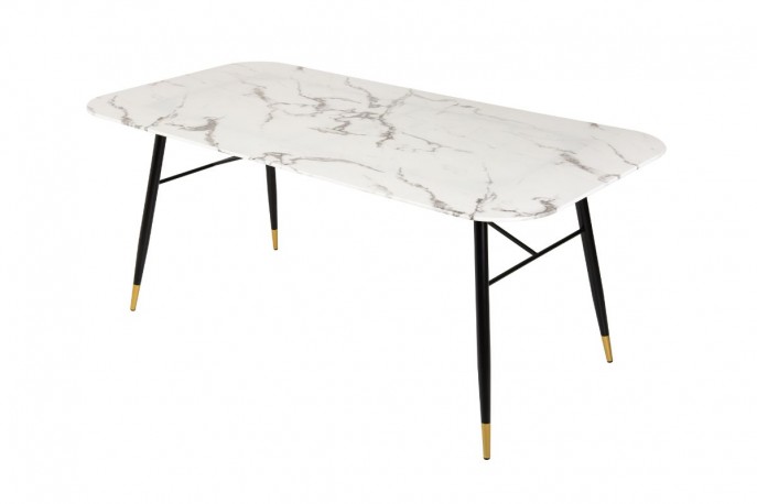 Dining table Paris 180cm glass marble look white