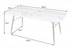 Dining table Paris 180cm glass marble look white