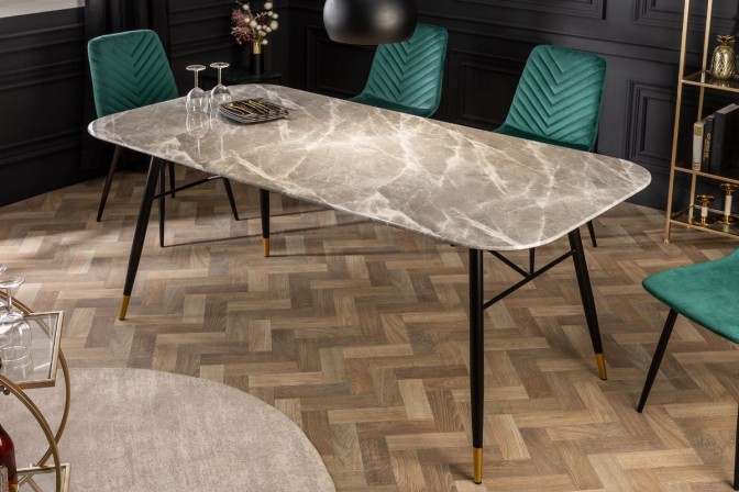 Dining table Paris 180cm glass marble look gray 2