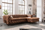 ESPELMA - 275cm hörnsoffa i modern barock stil antikbrunt