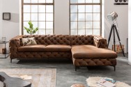 ESPELMA - 275cm hörnsoffa i modern barock stil antikbrunt