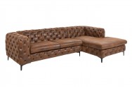 ESPELMA - 275cm hörnsoffa i modern barock stil antikbrunt