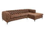 ESPELMA - 275cm hörnsoffa i modern barock stil antikbrunt