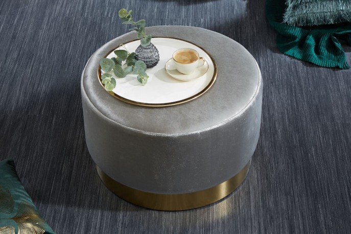 Modern baroque stool 55cm gray gold
