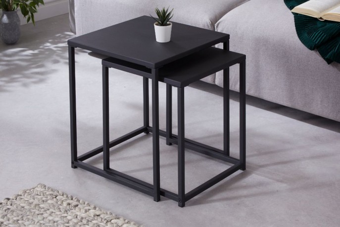 Side table Dura Steel set of 2 black metal