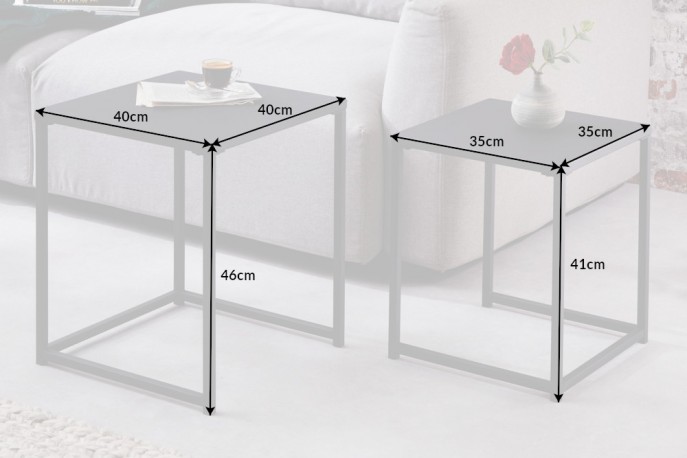 Side table Dura Steel set of 2 black metal
