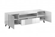 REX - 184 cm TV-bänk i vit högglans/svarta ben