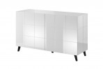 REX - 138 cm skänk i vit högglans/svarta ben