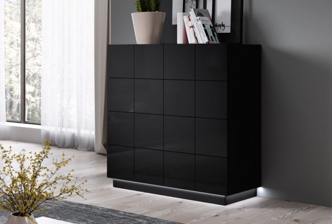REX - 91 cm skänk i svart högglans