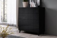 REX - 91 cm skänk i svart högglans/svarta ben