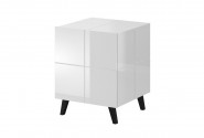 REX - 46 cm sängbord i vit högglans/svarta ben
