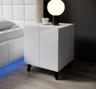 REX - 46 cm sängbord i vit högglans/svarta ben