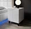REX - 46 cm sängbord i vit högglans/svarta ben