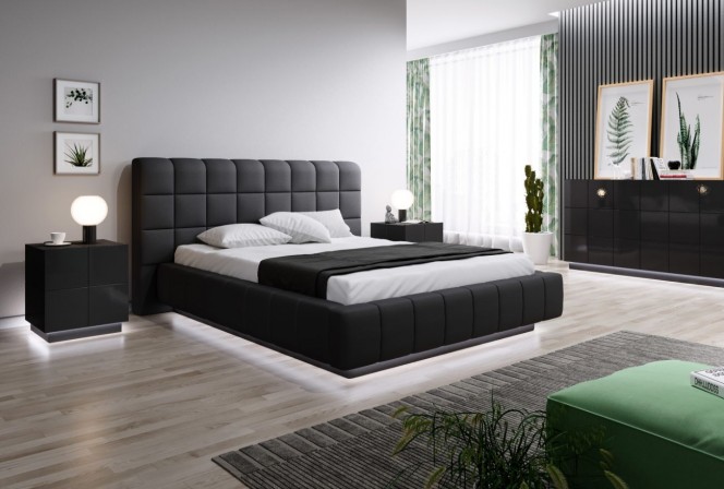 REX -  46 cm sängbord i svart högglans 2