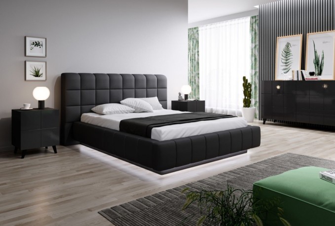 REJA bedside table black gloss + black legs