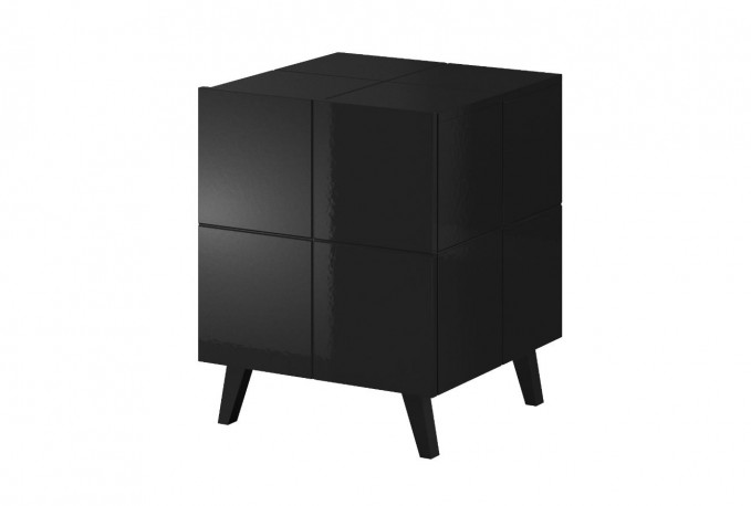 REJA bedside table black gloss + black legs