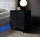 REJA bedside table black gloss + black legs