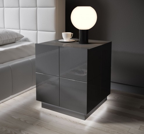 REX -  46 cm sängbord i grafitfärgad högglans