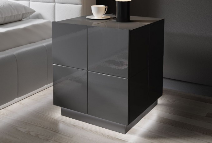REX -  46 cm sängbord i grafitfärgad högglans